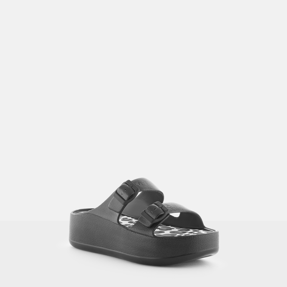 Lemon Jelly Slides Vegan Black Double Buckle Sandals SAVANA 01 10020779