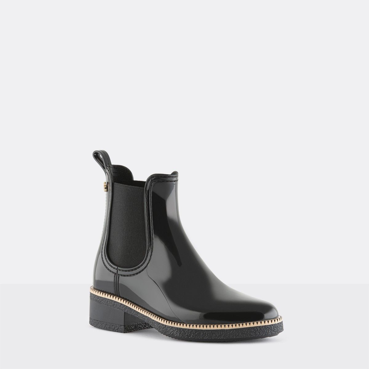 Lemon Jelly | Black Ankle Rain Boots with Heel | Women AVA 01